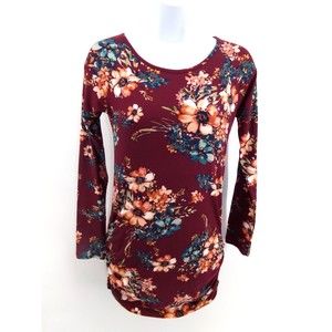 Lollipop Star Small Long Sleeve Tunic Dress floral print maroon